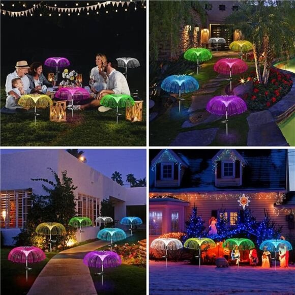 Solar Flower Lights Outdoor Garden Decorations Waterproof, 7 Color Changing - Picture 4 of 7